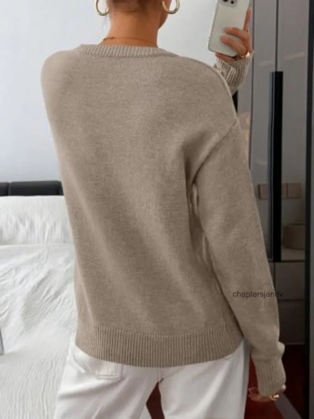 Women Long Sleeve Crew Neck Knit Sweater Oversized Pullover Top